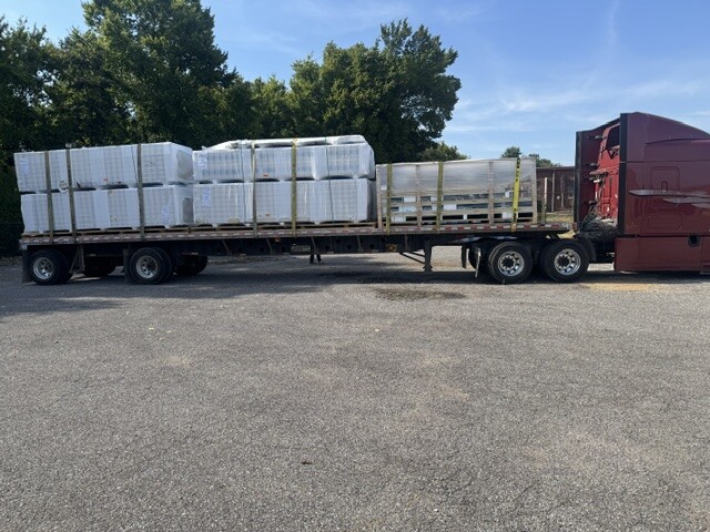 Completed flatbed load after transload at NOW Logistics